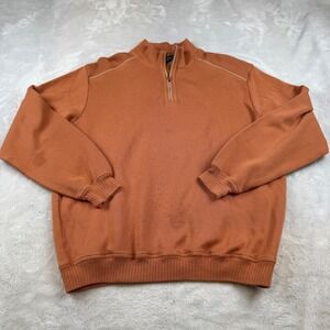 Vintage St. Croix Men's XL 1/4 Zip Pullover‎ Sweater Copper Made in USA Knit